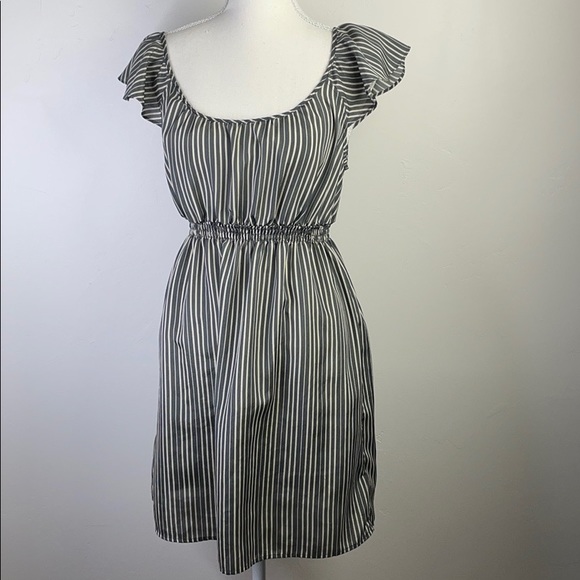 Forever 21 Dresses & Skirts - Gray + beige flutter sleeve vertical striped dress